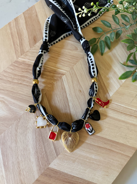 Black and Red Football Necklace
