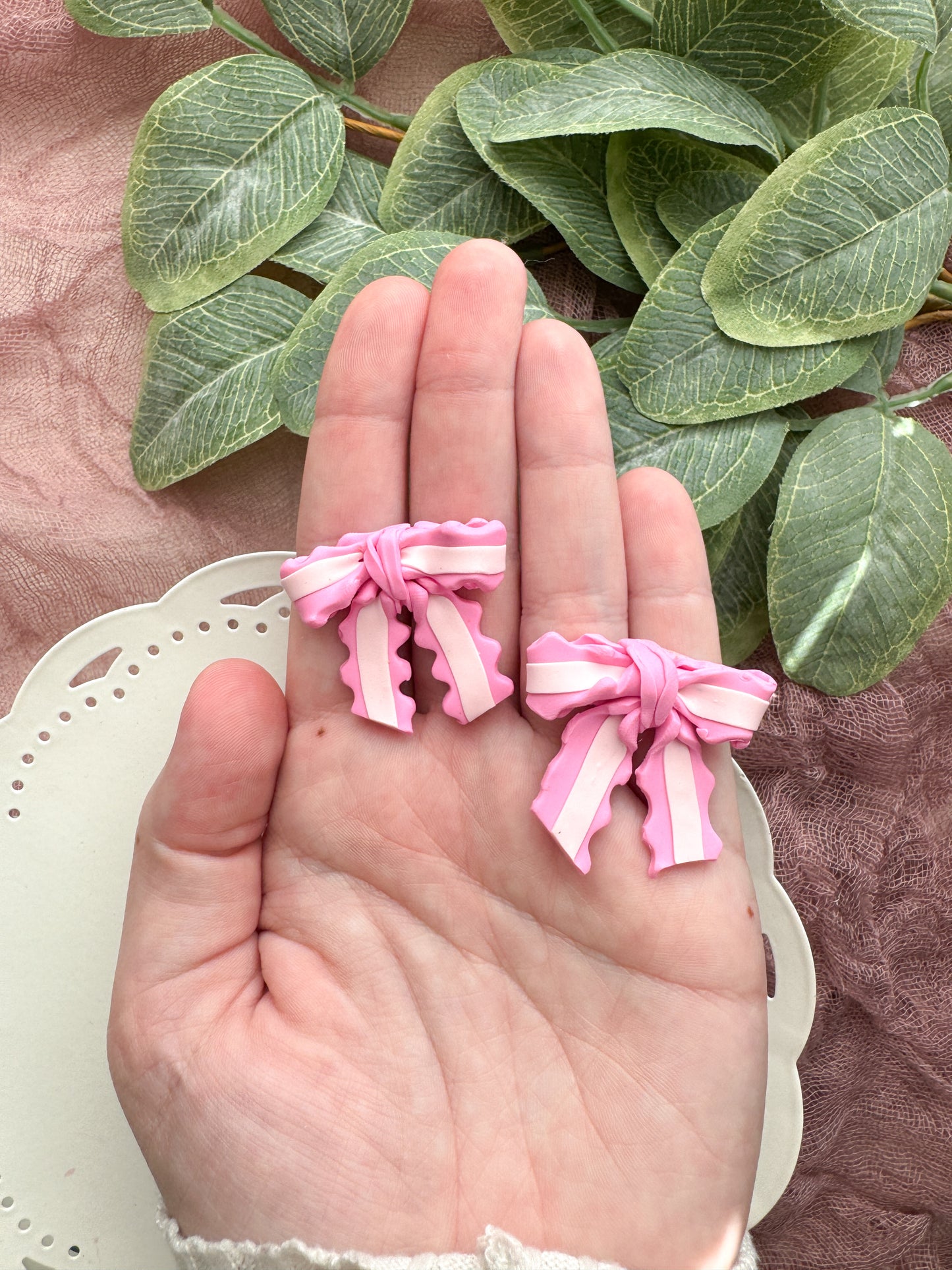 Large Ruffle Bow Studs