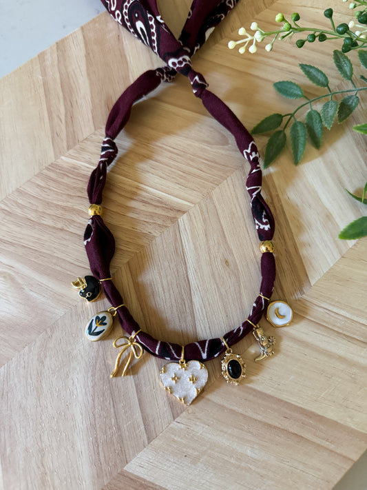 Maroon & White Football Necklace