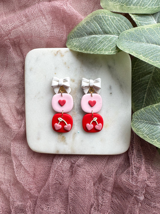 Heart + Cherry Dangles