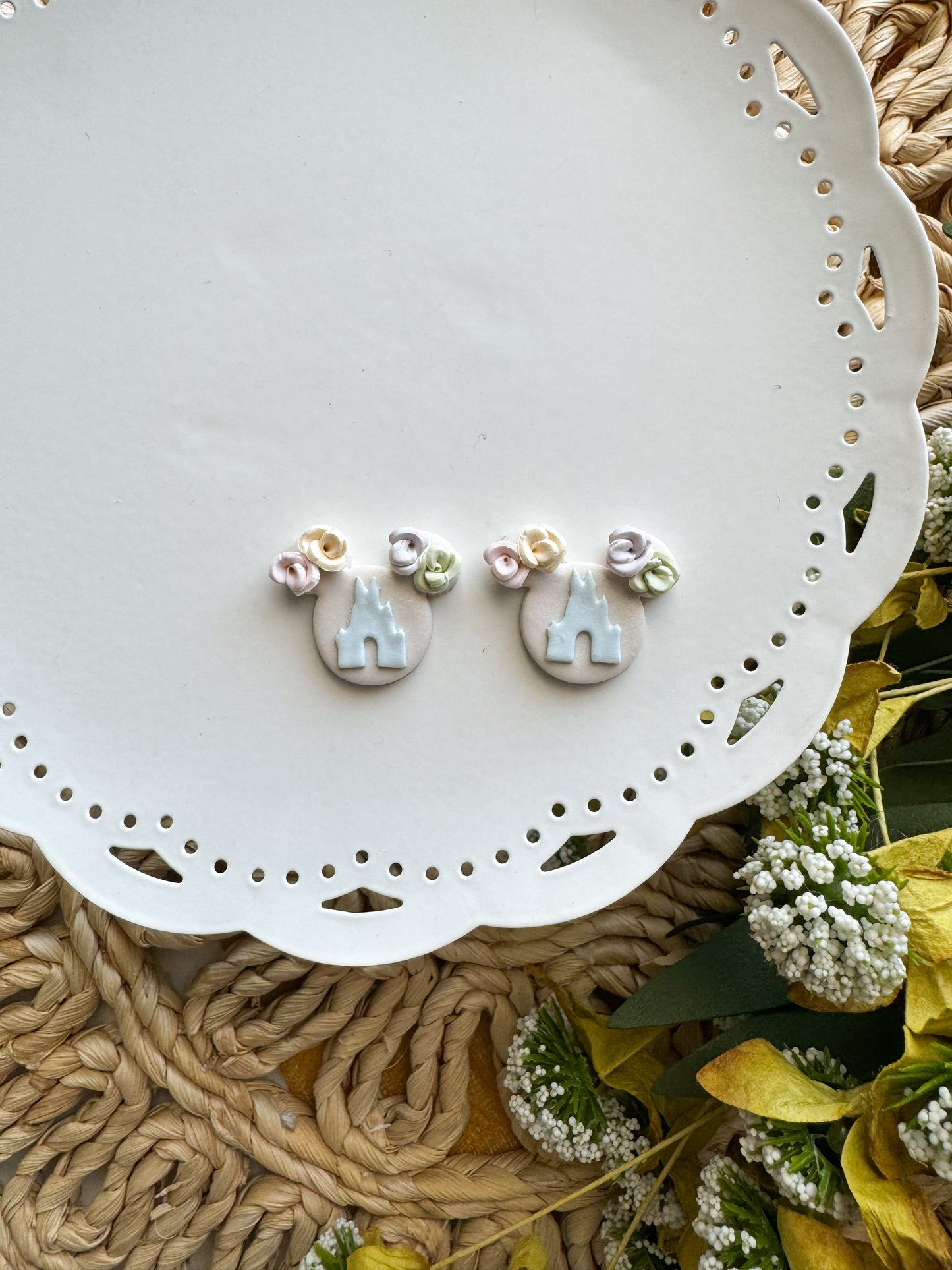 Floral Castle Mouse Studs