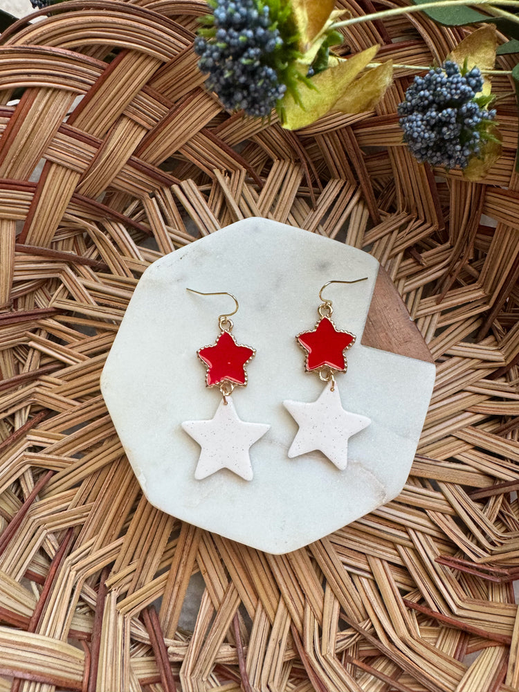 Red & White Star Dangles