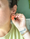 Orange Pearl Bow Dangles