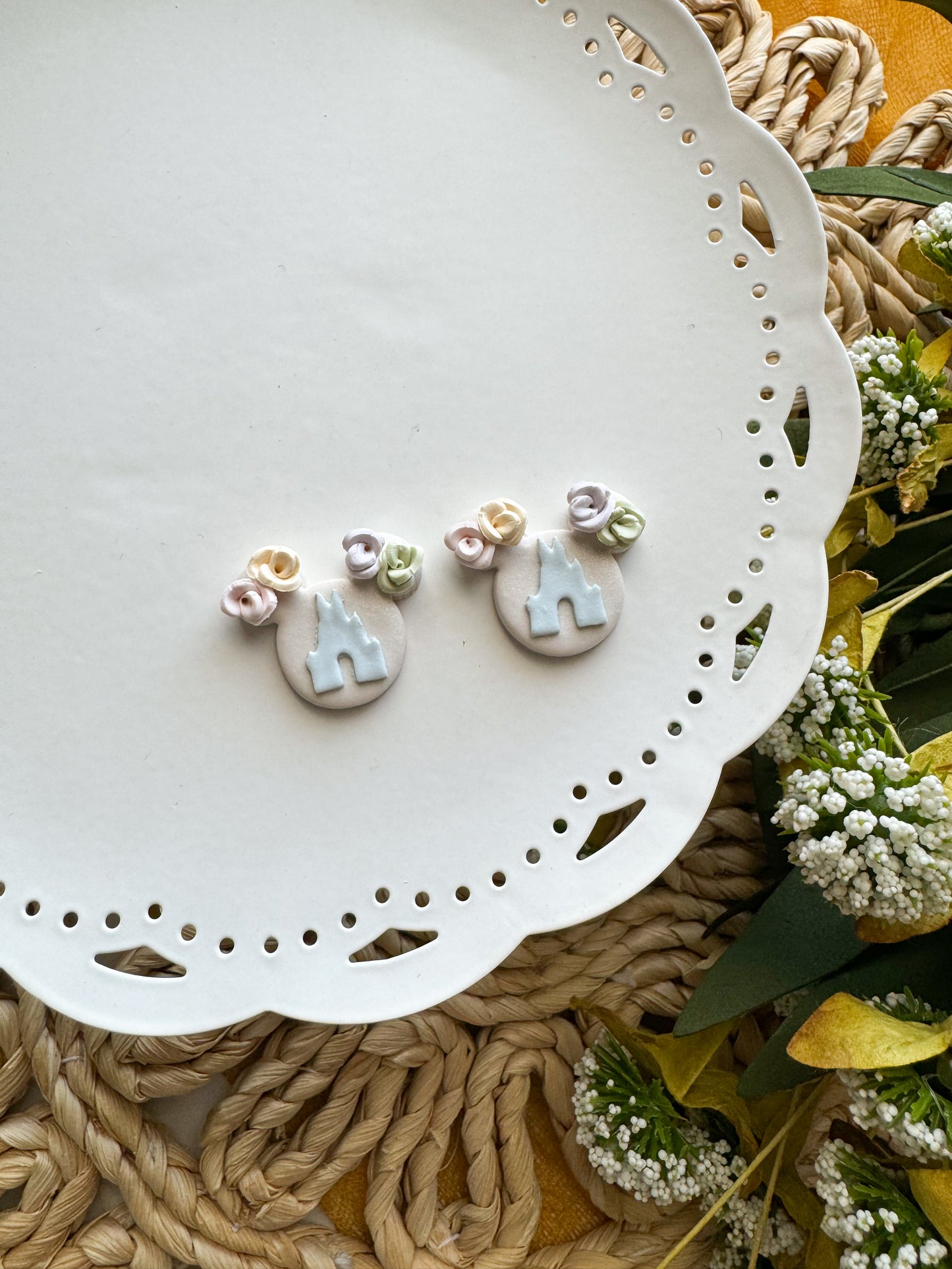 Floral Castle Mouse Studs