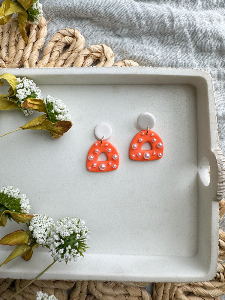 Orange + Pearl Dangles