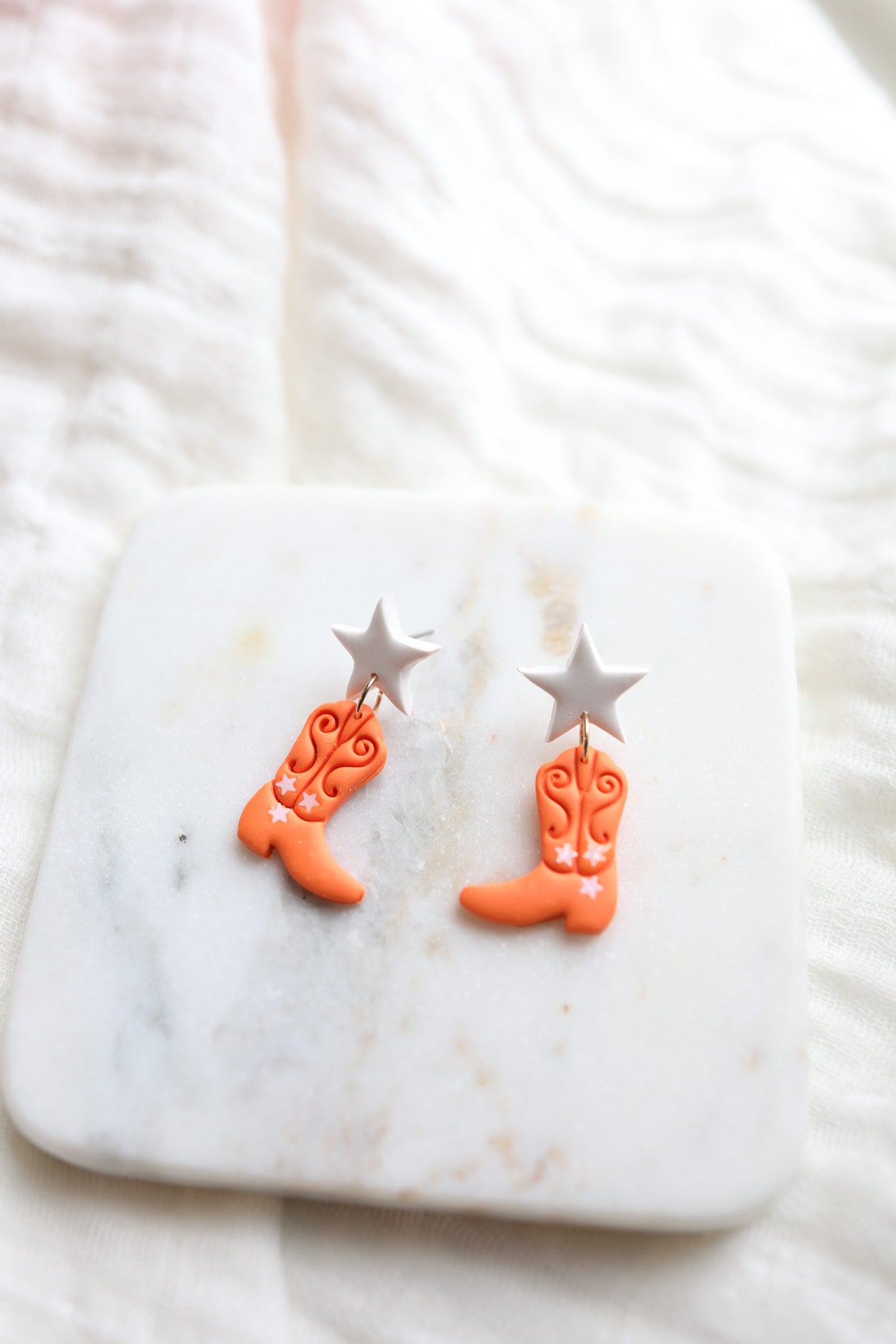 Orange and White Boot Dangles