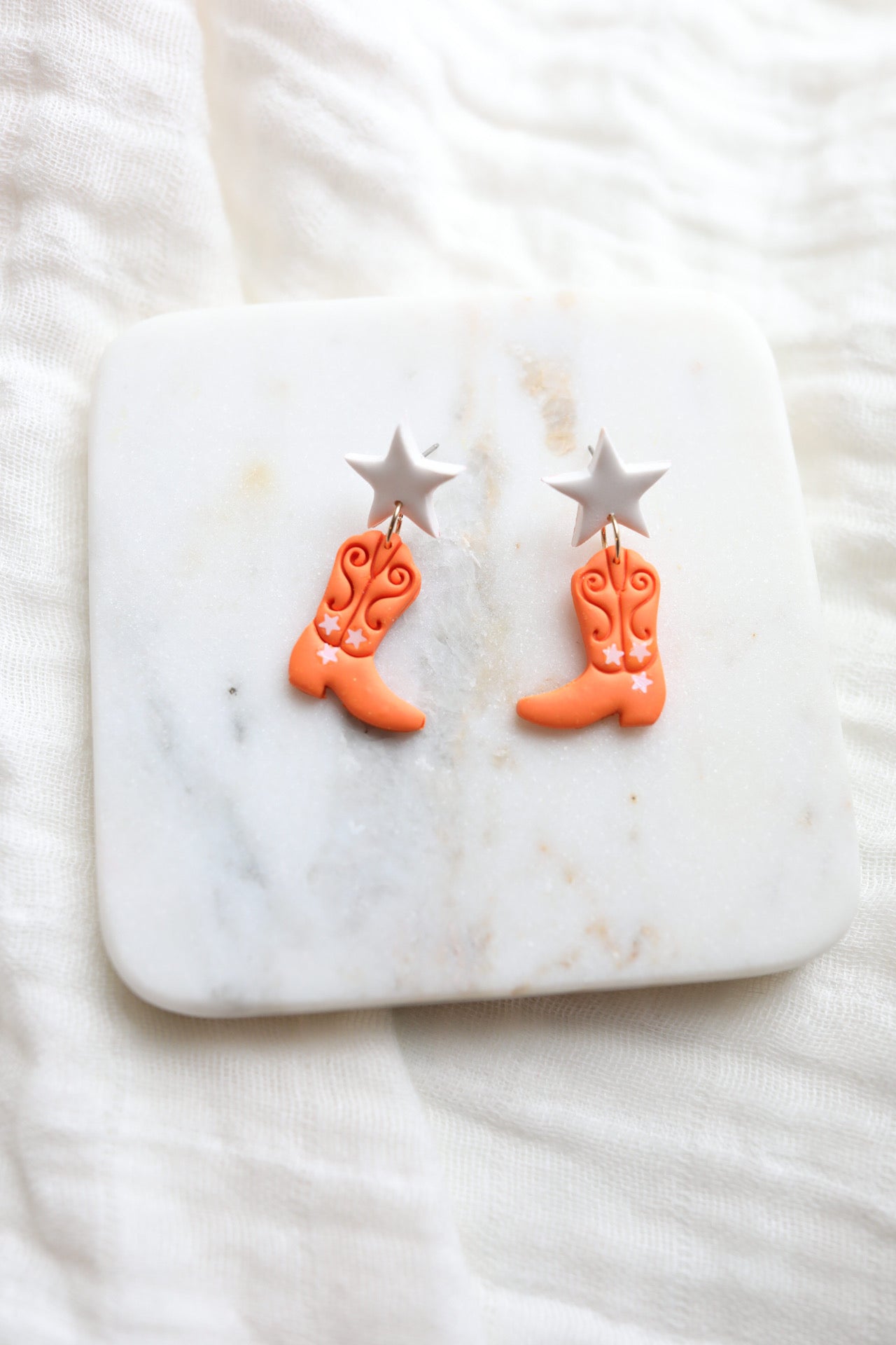 Orange and White Boot Dangles